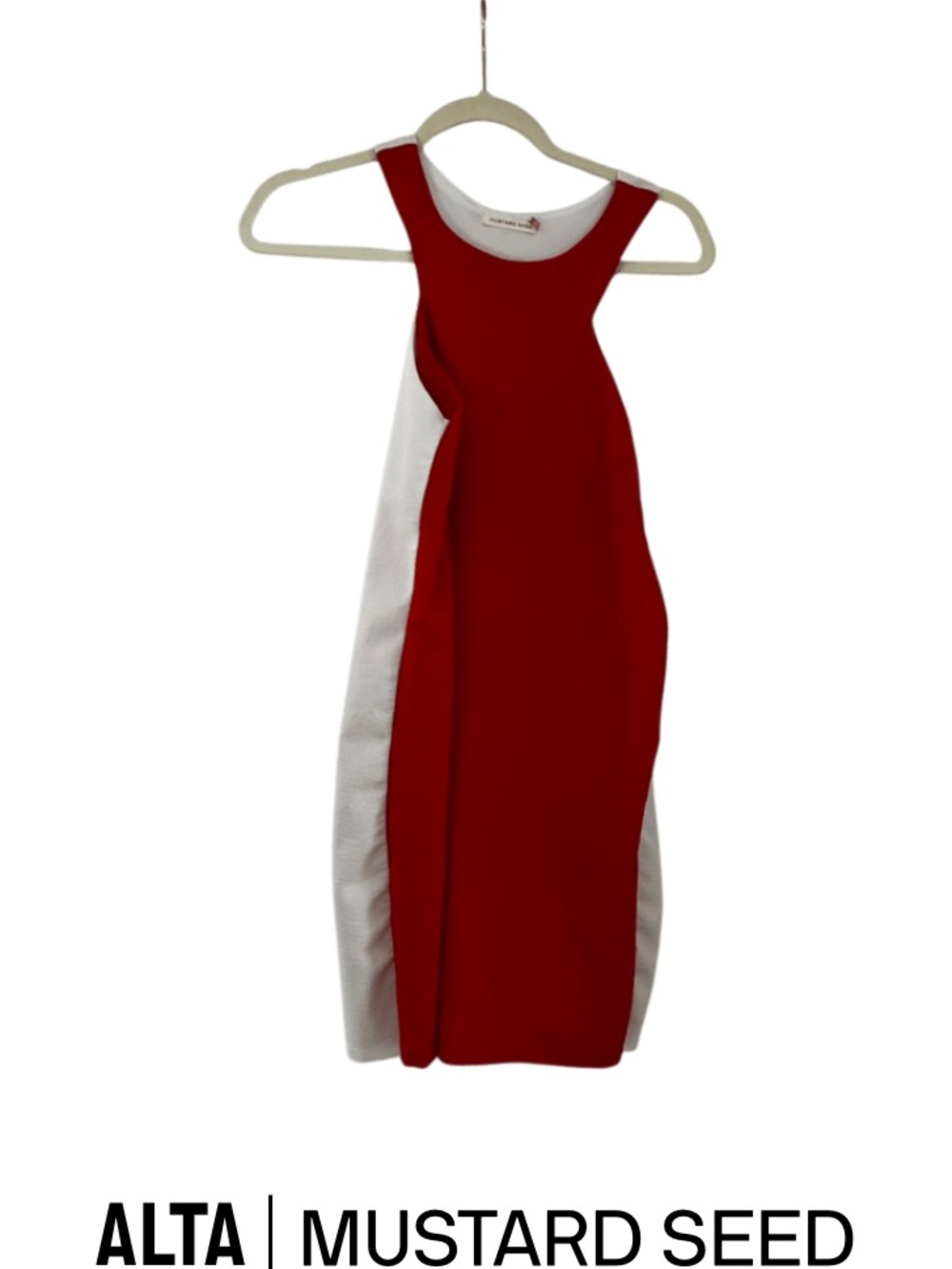 Mustard Seed Red and White Colorblock Midi Sheath Dress